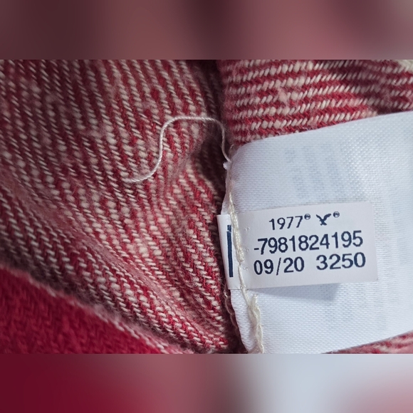 American Eagle Red Plaid Sherpa Hooded Button Up Womens Small - Picture 5 of 9